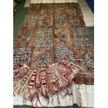 A Tapa cloth (Masi) a large Fijian textile panel constructed from Mulberry Bark, 410cm x 190cm,