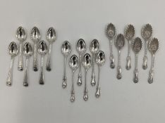 Three sets of 6 sterling silver tea spoons, 267g