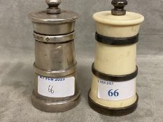 A Pair of Sterling silver pepper grinders, by JB Ltd, London 2000