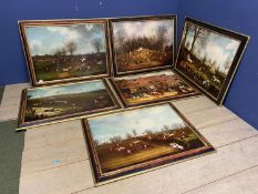 A set of large decorative hunting prints on canvas, each 65 x 90cm