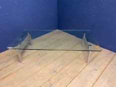Pair of C20th aluminium glass coffee table, one for assembly