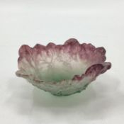 Daum nature, pate de verre cast leaves flower bowl, with etched signature to base, Daum France, 16cm