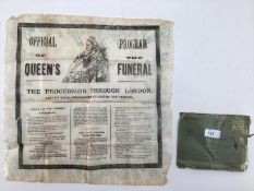 A Queen Victoria Funeral official handkerchief 37 x 37cm