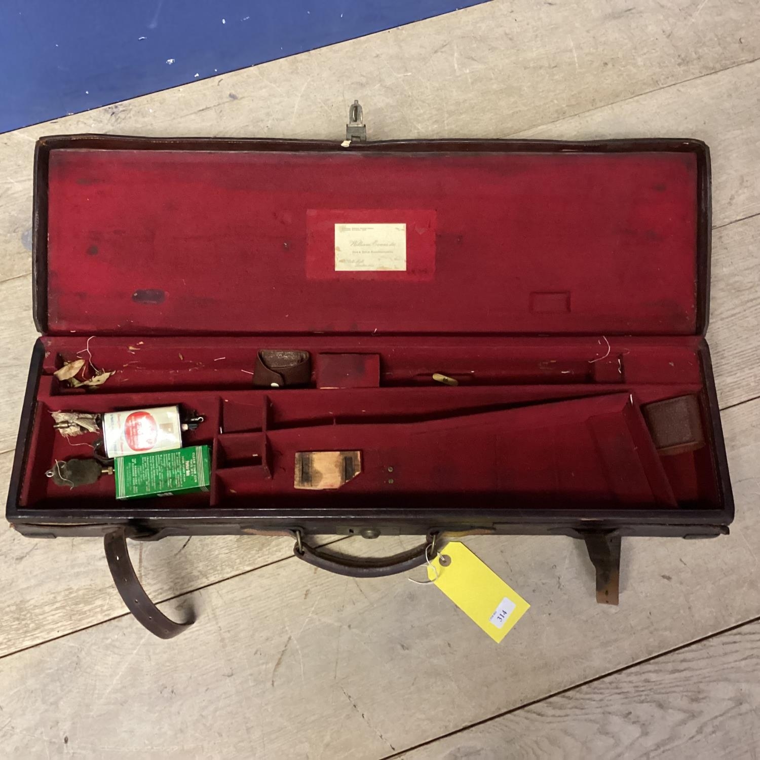 Fitted gun case, with red interior, bears a William Evans label