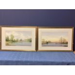 Stephen Foster, British C20th, a pair of watercolour on paper, of river scenes, in gilt glazed