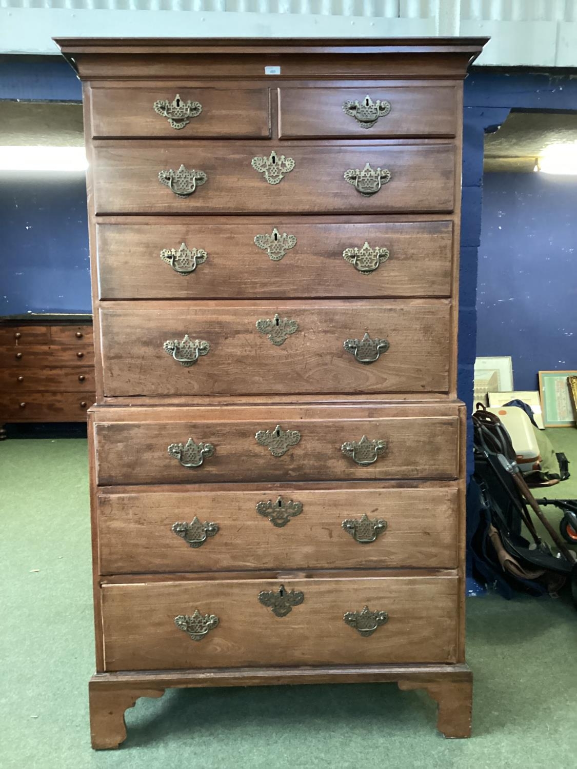 A Georgian mahogany Chest on Chest, 182 x 100cm, Provenance: Highgrove - as per lot 489