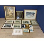 Quantity of framed and glazed prints to include Two Russell Flint Prints, floral Joseph Nigg,