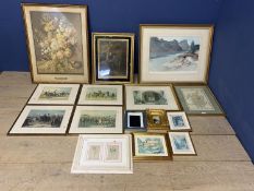 Quantity of framed and glazed prints to include Two Russell Flint Prints, floral Joseph Nigg,