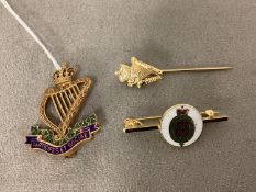 A 9ct gold and enamel sweet hearts brooch, Royal Ulster Constabulary 8.6g, together with a yellow