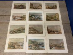 12 lithographs of Hong Kong, each in its original paper brown envelope, with printed title and