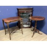 Quantity of furniture: Mahogany glazed corner cabinet, with a pie crust occasional table, and