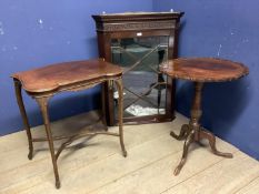 Quantity of furniture: Mahogany glazed corner cabinet, with a pie crust occasional table, and