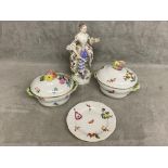 A quantity of china, to include Herend, and a C20th Meissen Lady, see images