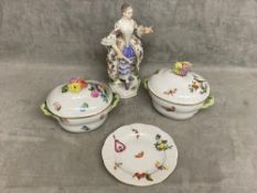 A quantity of china, to include Herend, and a C20th Meissen Lady, see images