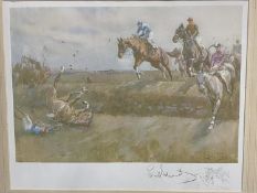 After L Edwards, signed colour print, "Over the Bank", 24 x 35 framed and glazed