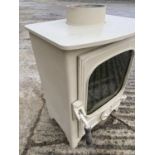 A wood burner, "Country 4" by Charnwood, cream, with single door. Purchased new in 2016 and was in