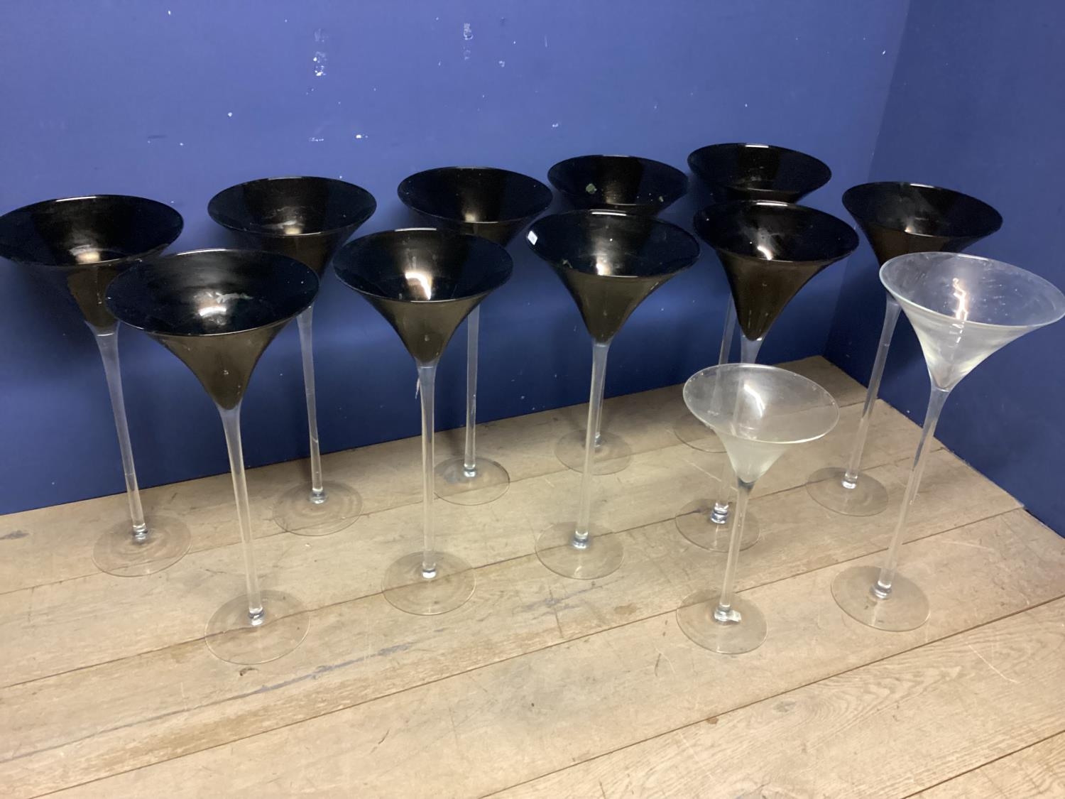 Eleven tall narrow and fluted decorative glasses (were previously used by wedding flowers co) - Image 2 of 3