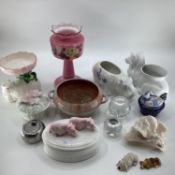 A quantity of decorative bathroom and other china, and shells