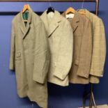 Quantity of good vintage gents clothing to include a country cover coat, tweed jacket and two