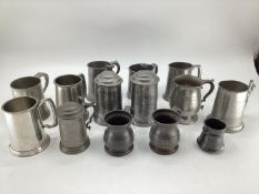 Collection of C19th/C20th pewter tankards and mugs (13)