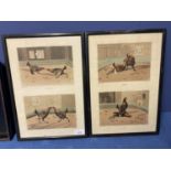 Pair of cock fighting prints, framed and glazed 34 x 23cm, as found