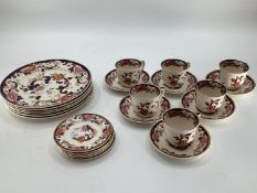 A hand painted six person teaset by Masons in the Mandalay pattern