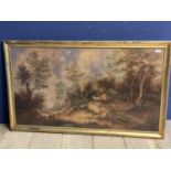 Large rural scene, Watercolour on paper, unsigned in gilt glazed frame, 67 x 122cm