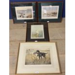 Henry Wilkinson, Drypoint etching, Black Labrador, signed in pencil , numbered 150/180; and 3 framed