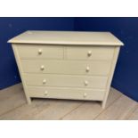Modern cream painted chest of 2 short over 3 long drawers, 108cmL x 90cmH, some minor wear