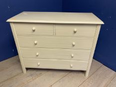 Modern cream painted chest of 2 short over 3 long drawers, 108cmL x 90cmH, some minor wear