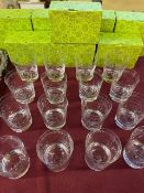 WILLIAM YEOWARD GLASS: A good set of 16 substantial etched glass tumblers, William Yeoward etched