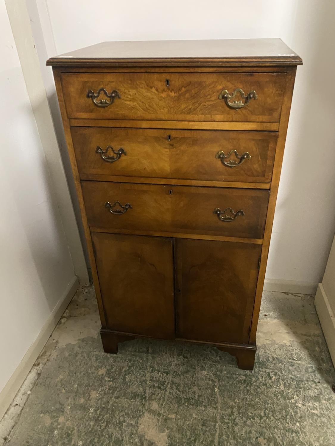 Small narrow cupboard with 3 drawer above and an oak corner cupboard (door needs repair) and a