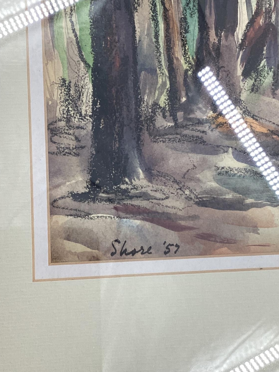 Pastel on paper, of a woodland scene, marked verso "Near Christmas Hills", signed and dated, - Image 2 of 2