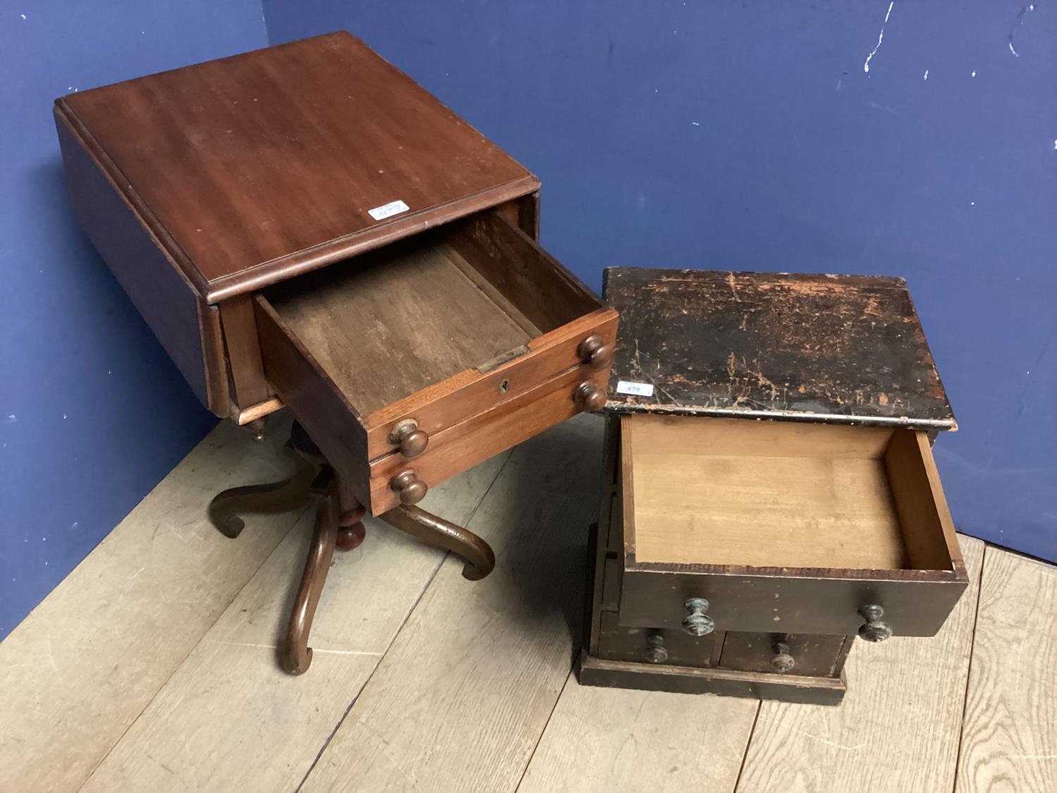 Small Georgian stipple chest and a Victorian work table - Image 2 of 4