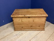 Modern pine chest, with rising lid and drop handles to each side, 78 x 48