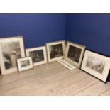 Large collection of black and white and coloured etching prints, all in glazed frames, etc see