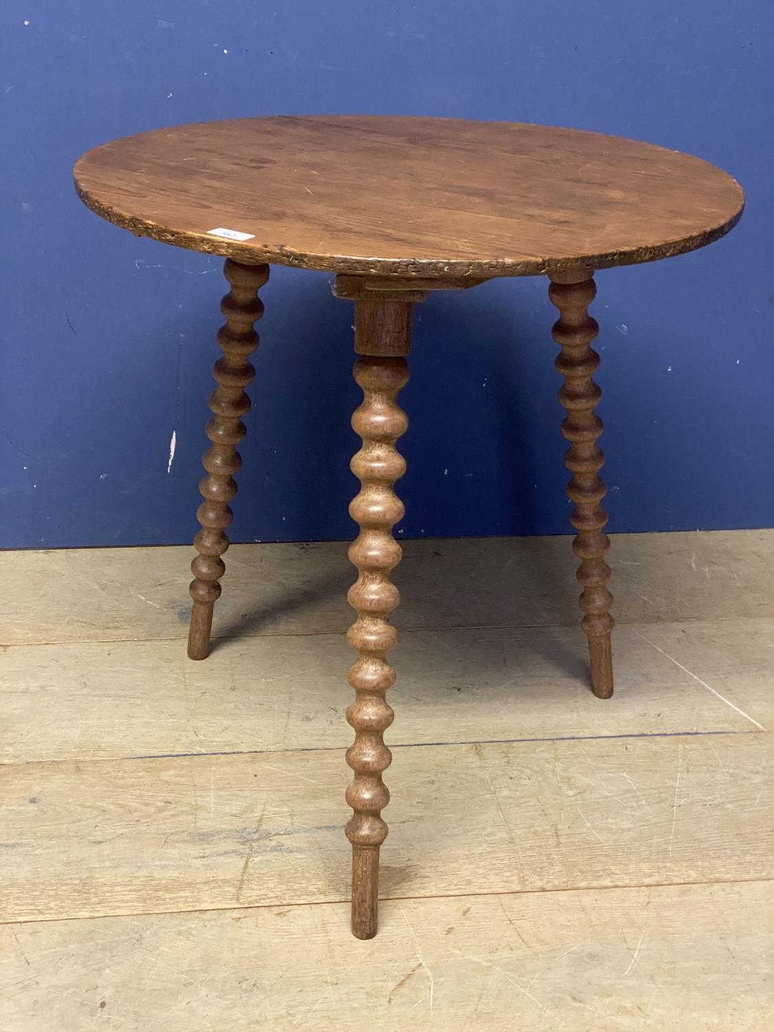 Small circular occasional tripod table, with spiral turned legs, 62cm H, 60cm Diameter