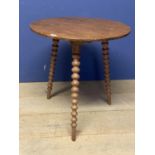 Small circular occasional tripod table, with spiral turned legs, 62cm H, 60cm Diameter