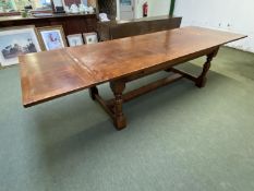 APOLOGIES - THIS LOT IS 560. A large heavy oak refectory style dining table,