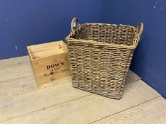 log basket and wooden port box