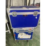 Two metal flight trunks, Maxline custom cases, USA