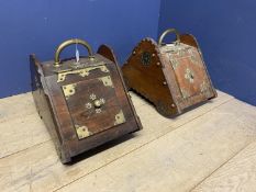 Two oak brass bound Victorian coal scuttles Aesthetic decoration in the manner of Dr Christopher