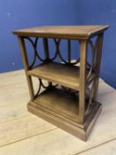 Side table with circular cut out design to back and central shelf , 64cmW x 80cmH x 39cmD, some