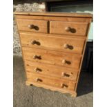 Modern pine chest of 2 short over 4 long drawers