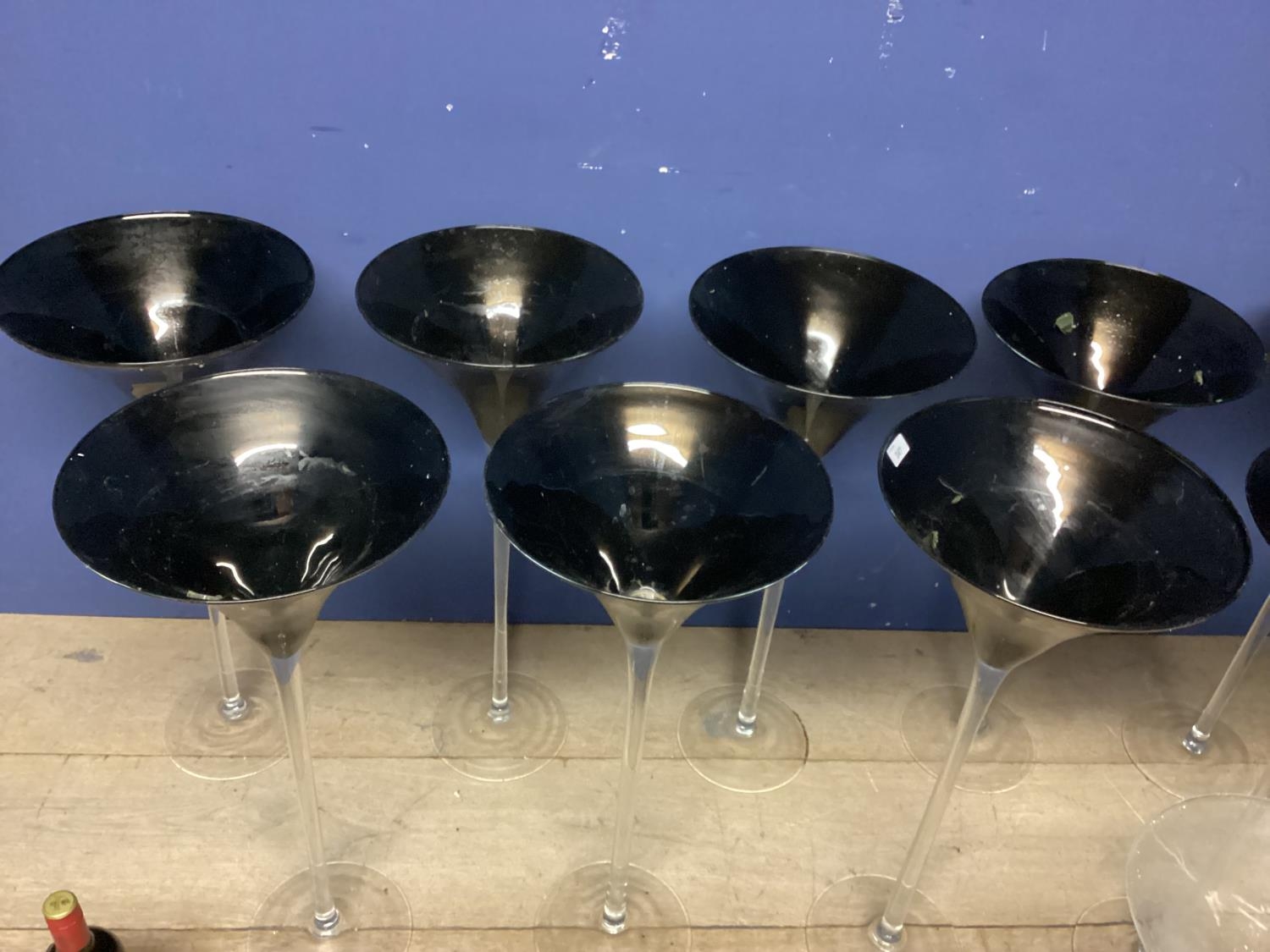 Eleven tall narrow and fluted decorative glasses (were previously used by wedding flowers co) - Image 3 of 3