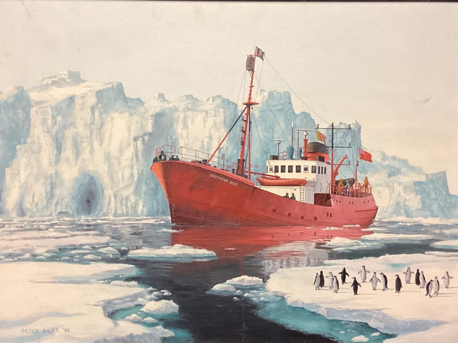 PETER BILAS, 1952,Acrylic on Canvas, of an Antarctic Nautical scene, signed and dated lower left - Image 3 of 8