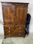 A Victorian mahogany linen press, 200cmH x 54cmD x 129cmW