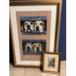 Fred Thomas Smith, C19/C20th framed watercolour of hounds on the hunt, and a large framed print of