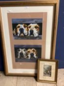 Fred Thomas Smith, C19/C20th framed watercolour of hounds on the hunt, and a large framed print of