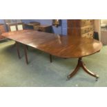 A good mahogany D end extending dining table, with 3 loose leaves. 407cm extended x 130cmW x